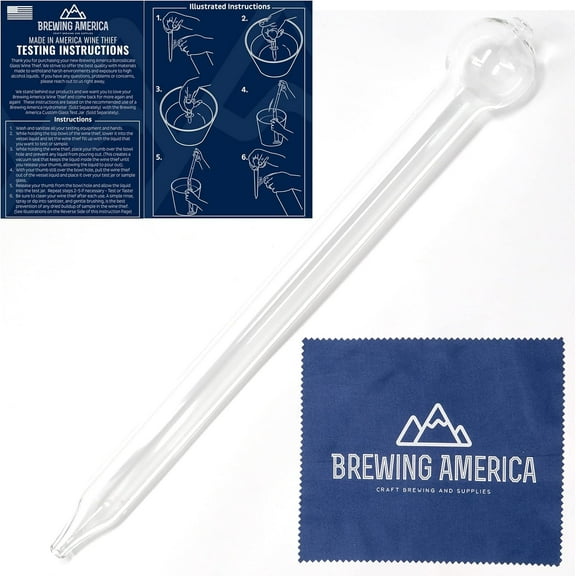 Brewing America Glass Wine Thief for Brewing - Hand Blown Borosilicate 3.3 - Made in the USA