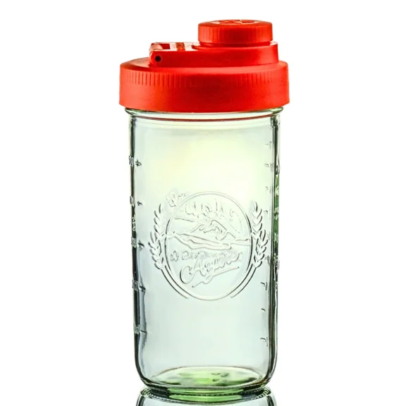 Brewing America Mason Jar Drinking Cup Pint and Half Drinking Lid and Azure 24oz Jar (1, Tangerine Orange)