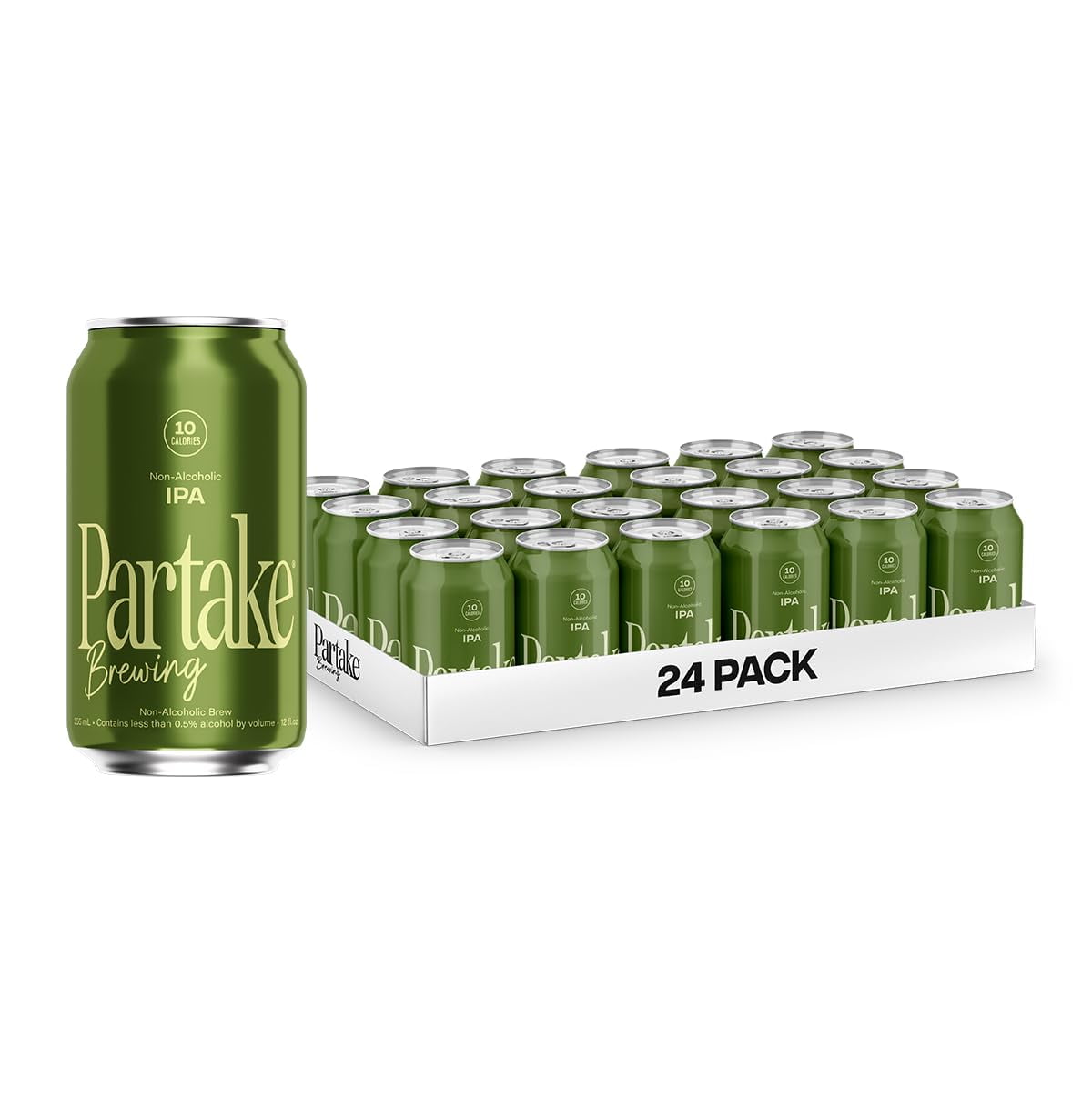Brewing Craft Non-Alcoholic Beer, IPA 24 Pack x 12 Fl Oz Cans - Low-Calorie, Low-Carb, No Sugar, Award-Winning Taste, All-Natural Ingredients - Great Tasting Beer Without the Empty Calories
