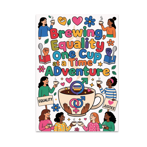 Brewing Equality One Cup at a Time - Feminist Art Supporter - 13x19 Poster Print