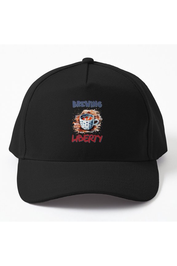 Brewing Liberty Coffee Baseball Cap, USA Independence Day Celebration Design, Classic Hat