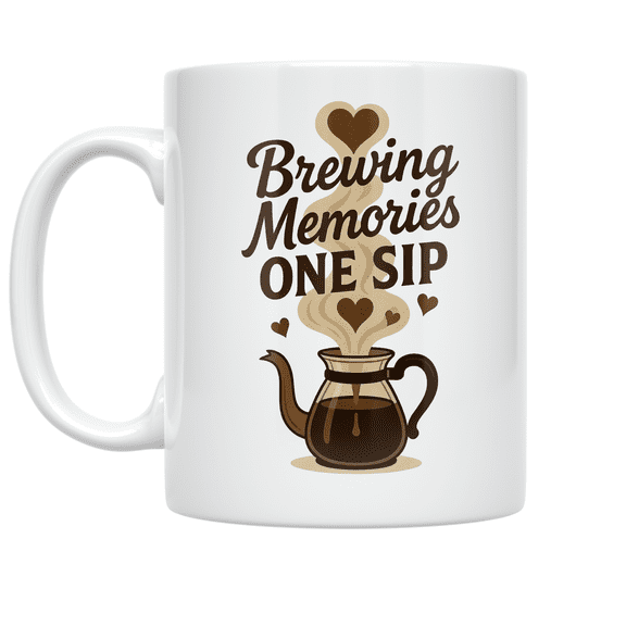 Brewing Memories One Sip - Coffee Lovers - 11 oz Ceramic Coffee Mug