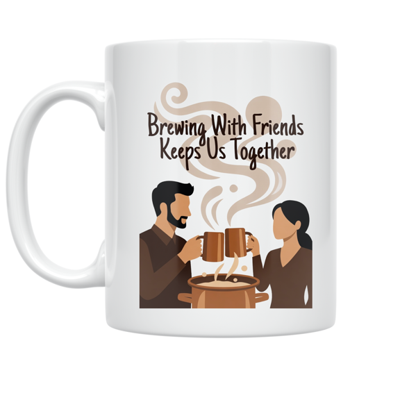 Brewing With Friends Keeps Us Together - Home Brewing Enthusiast - 11 oz Ceramic Coffee Mug