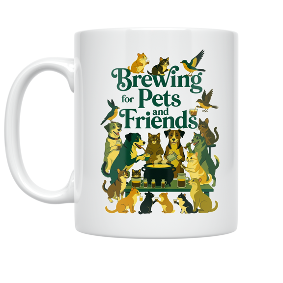 Brewing for Pets and Friends - Pet Lovers - 11 oz Ceramic Coffee Mug