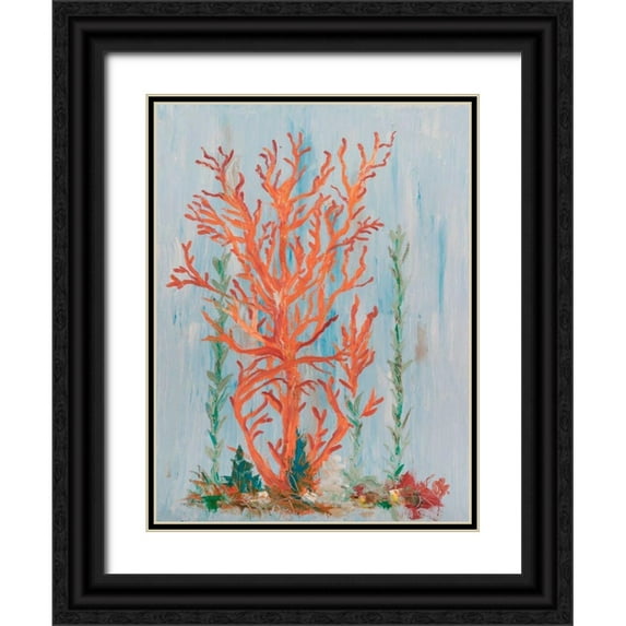 Brewington, Olivia 15x18 Black Ornate Wood Framed with Double Matting Museum Art Print Titled - Painterly Coral II