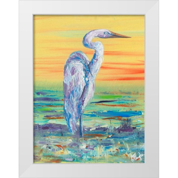 Brewington, Olivia 19x24 White Modern Wood Framed Museum Art Print Titled - Egret Sunset I