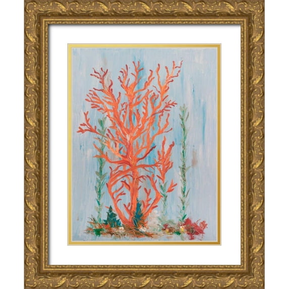 Brewington, Olivia 25x32 Gold Ornate Wood Framed with Double Matting Museum Art Print Titled - Painterly Coral II