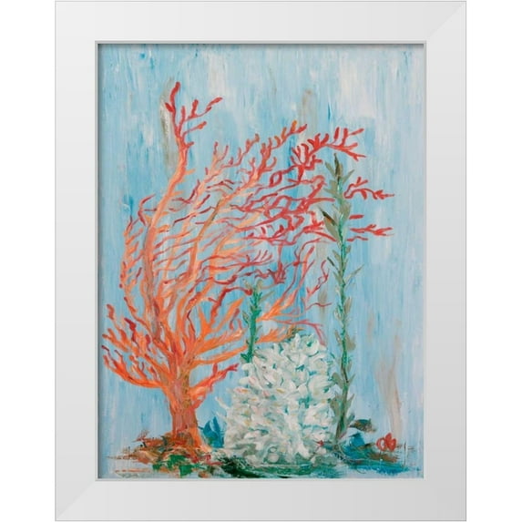 Brewington, Olivia 25x32 White Modern Wood Framed Museum Art Print Titled - Painterly Coral I