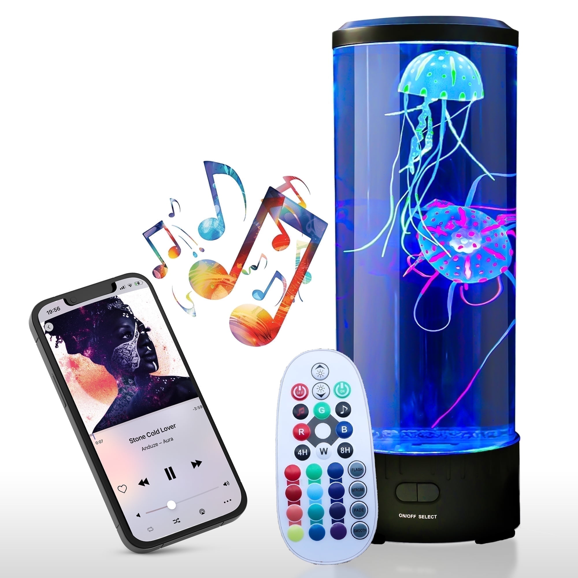 Brewish Jellyfish Lamp with 20W Bluetooth Speaker, 16 Color Changing Mode Aquarium Night Light, Sensory Lights for Autistic Children