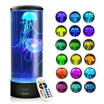 Brewish Jellyfish Night Light | LED Aquarium Lava Lamp with Remote Control |18 Color Changing Mood Lamp for Bedroom