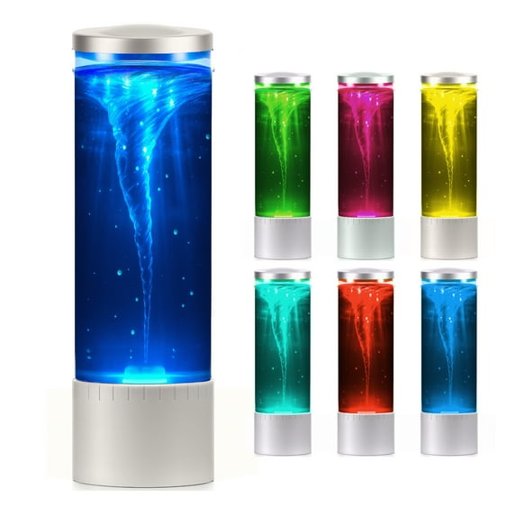 Brewish Tornado Lamp, 7 Color Changing LED Night Light, Novelty Gift Hurricane Lamp for Room, Office and Home Decor