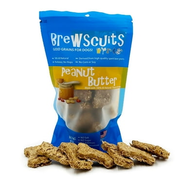 Brewscuits Half Pint Peanut Butter Biscuit Treats for Dogs, 4 oz Bag