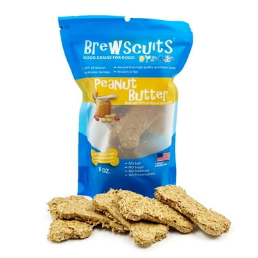 Brewscuits Original Peanut Butter Biscuit Treats for Dogs, 8 oz Bag