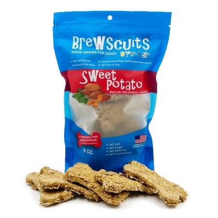 Brewscuits Original Sweet Potato Biscuit Treats for Dogs, 8 oz Bag