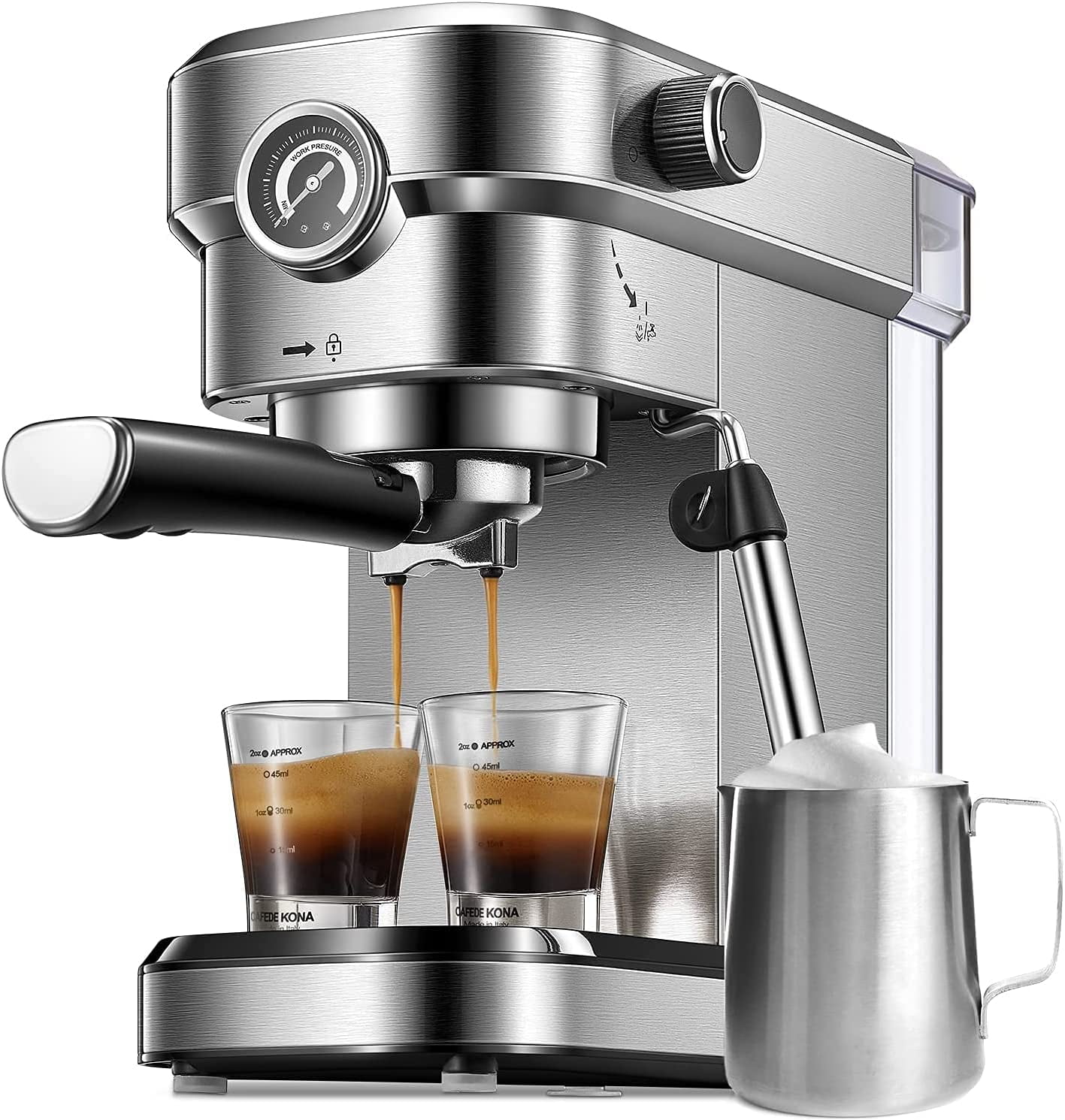 Brewsly Espresso Machine, 15 Bar Stainless Steel Espresso and