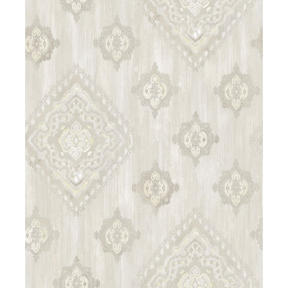 Brewster 2810-SH01072 Advantage Leana Yellow Medallion Wallpaper Yellow
