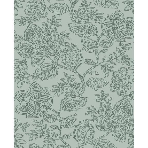A-Street Prints Larkin Green Floral Wallpaper