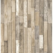 Brewster Barn Board Brown Thin Plank Unpasted Non Woven Wallpaper, 20.5-in by 33-ft, 56.4 sq. ft.