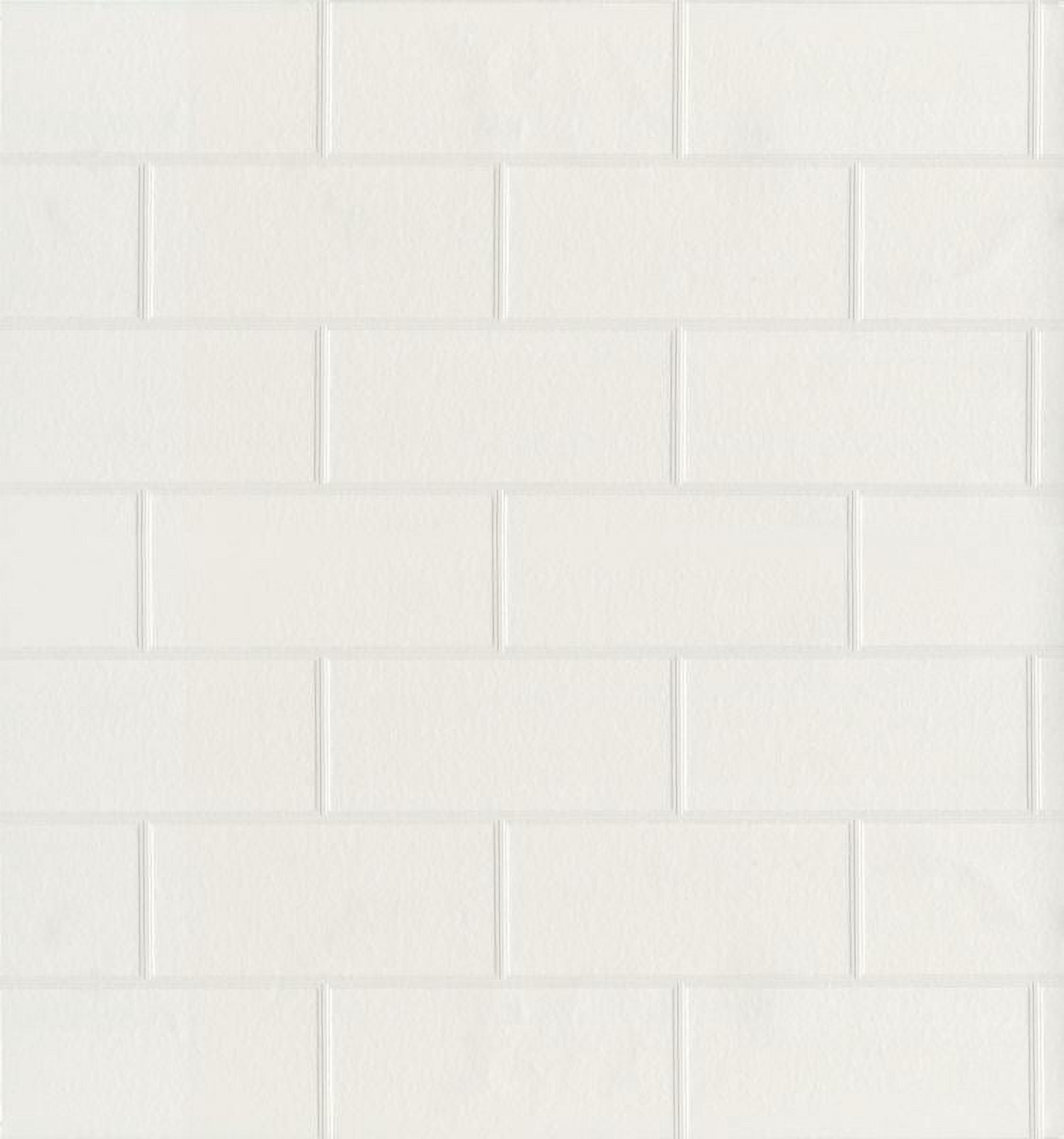 Brewster Bettina White Paintable Subway Tile Wallpaper