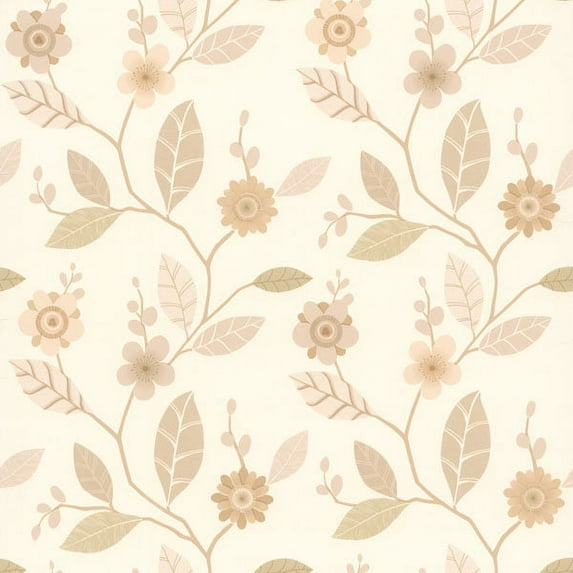Brewster Claudia Beige Retro Blossom Wallpaper