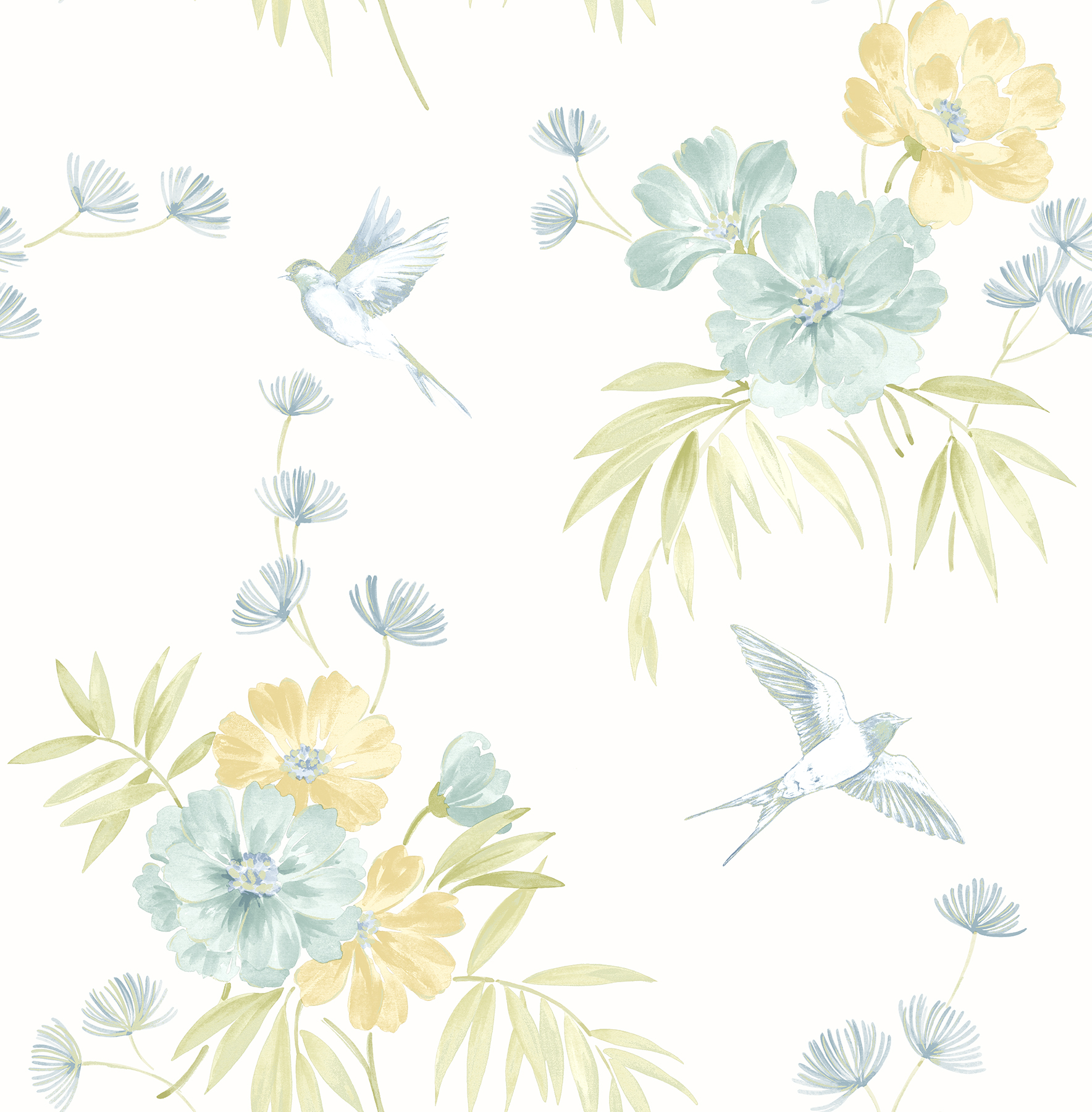 Brewster Deja Light Green Floral Paste The Wall Non Woven Wallpaper, 20