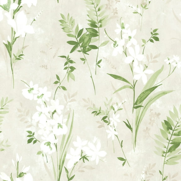 Brewster Floral Green Driselle Wallpaper, 20.5-in by 33-ft, 56.4 sq. ft