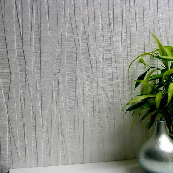 Brewster Folded Paper White Paintable Textured Vinyl Unpasted Vinyl Wallpaper, 20.9-in by 33-ft, 57.5 sq. ft.