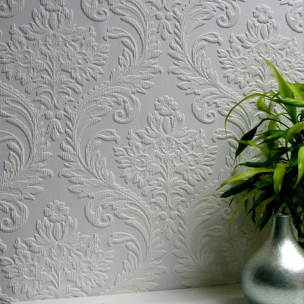 Brewster High Trad White Paintable Textured Vinyl Unpasted Vinyl Wallpaper, 20.9-in by 33-ft, 57.5 sq. ft.