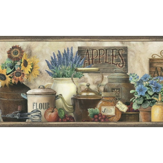 878345 Antiques & Herbs Wallpaper Border PUR44581b