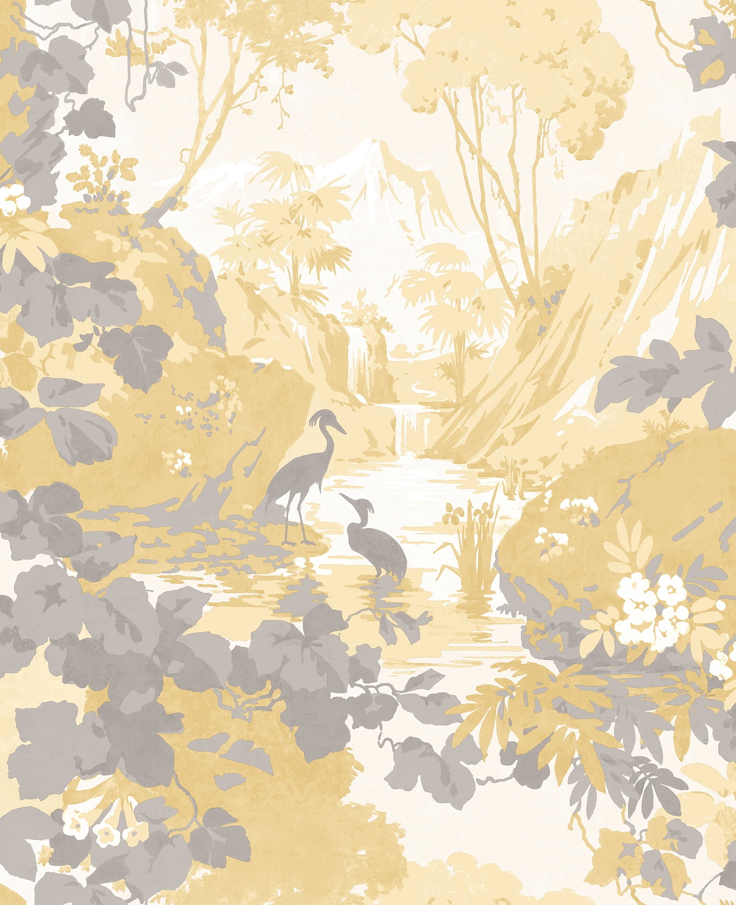 Brewster Home Fashions Brewster Eden Mustard Crane Lagoon Wallpaper