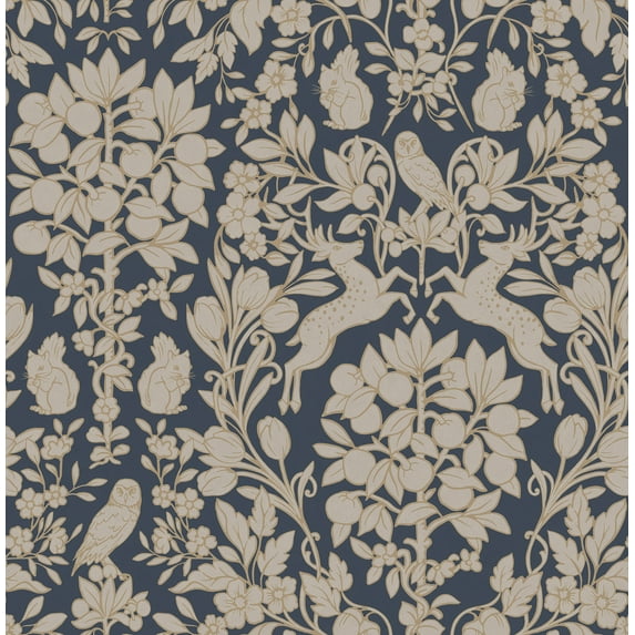 Brewster Home Fashions Brewster Richmond Blue Floral Wallpaper, 20.5-in by 33-ft, 56.38 sq. ft.
