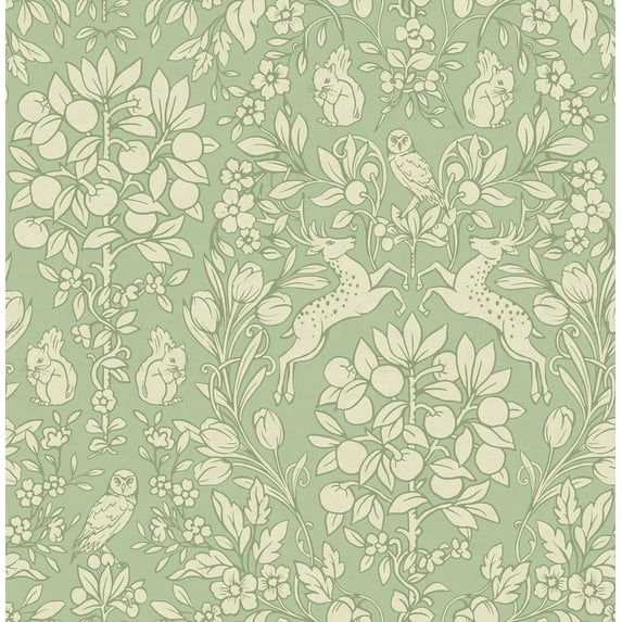 Brewster Home Fashions Richmond Sage Floral Wallpaper, 20.5-in by 33-ft, 56.38 sq. ft.