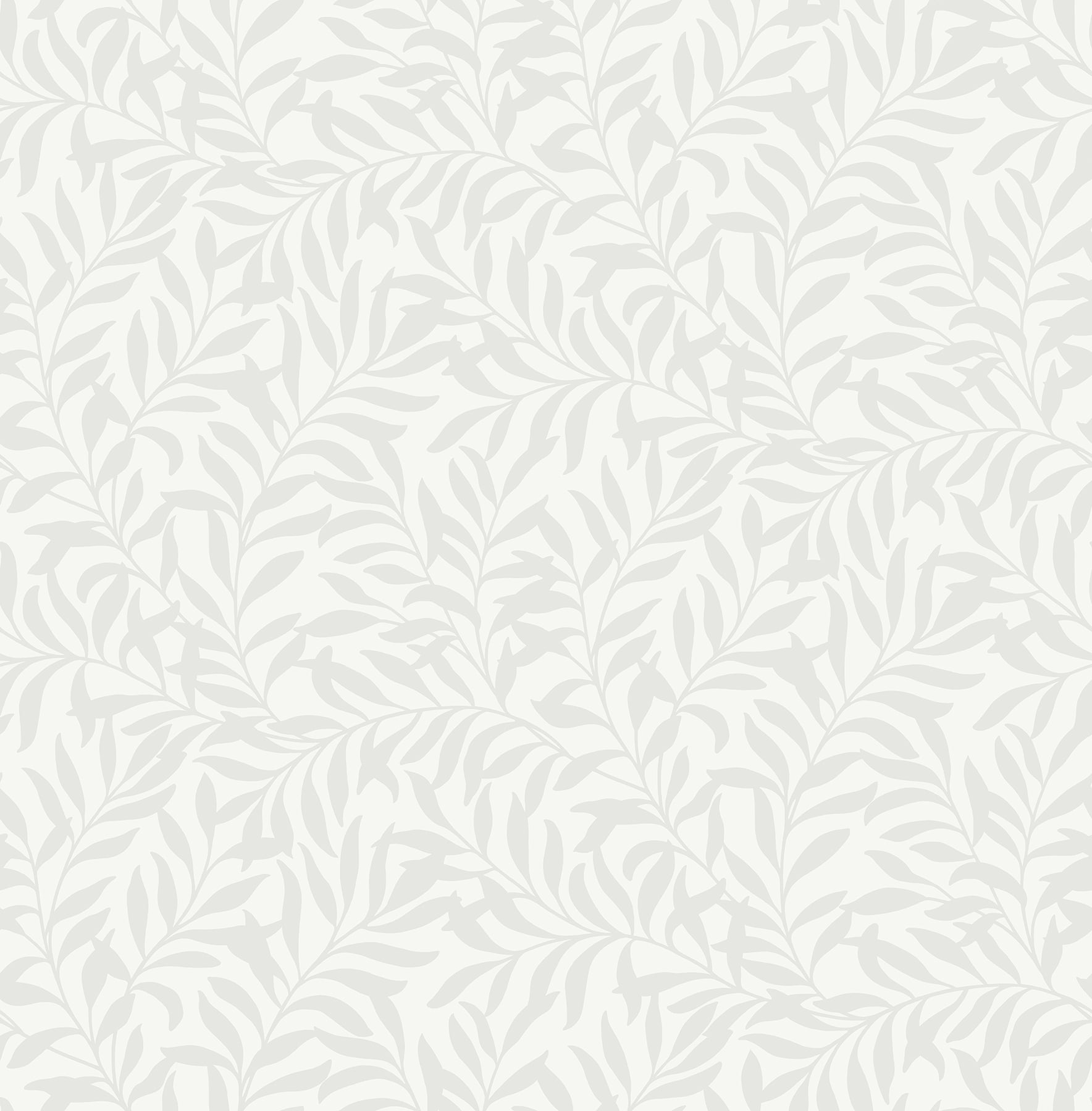 Brewster Salix Silver Leaf Wallpaper - Grey, image size:1768x1800