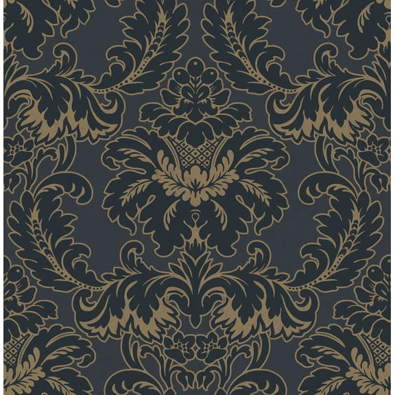 Brewster Home Fashions Windsor Blue Damask Wallpaper