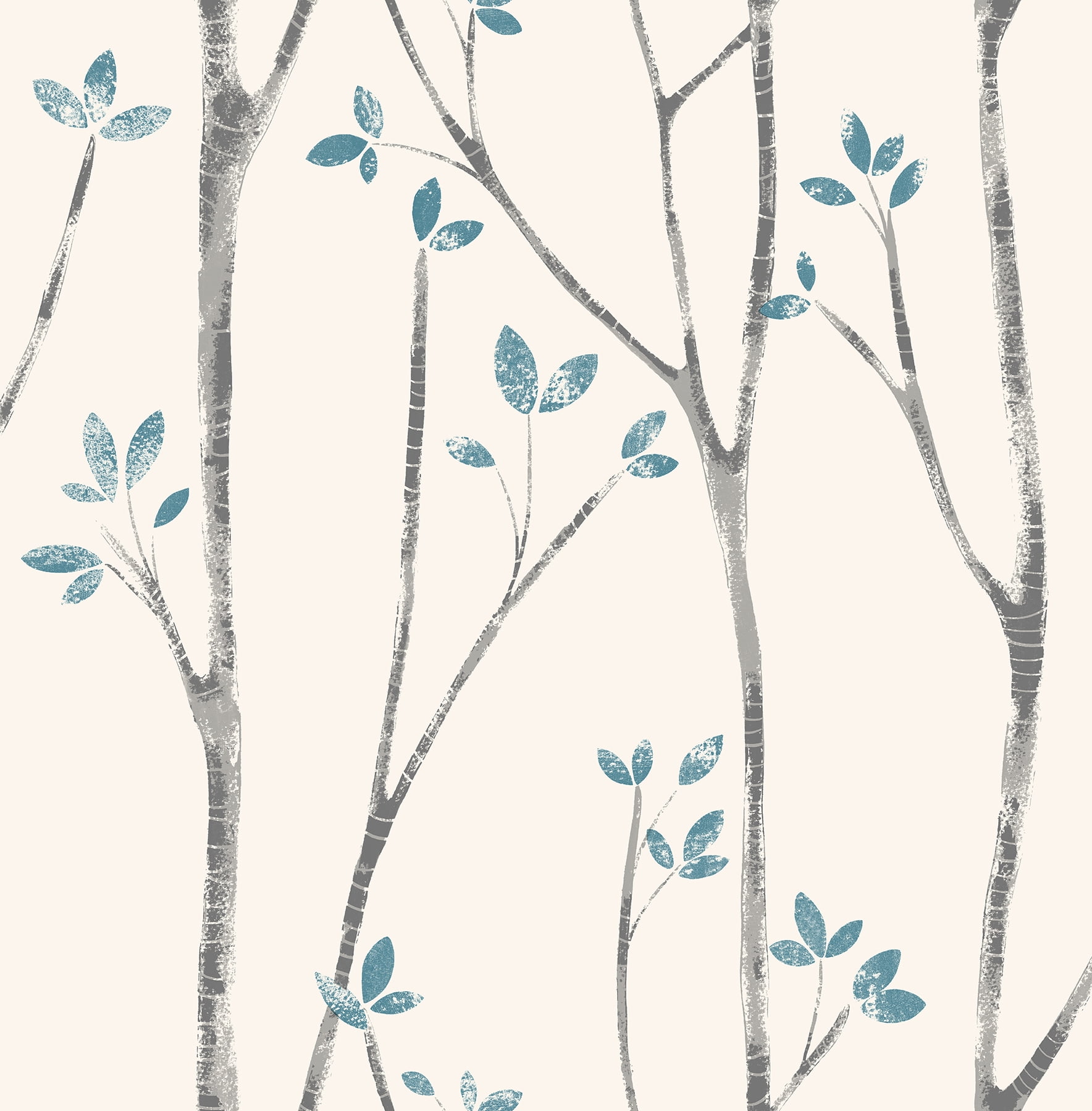 Brewster Ingrid Blue Scandi Tree Paste The Wall Non Woven Wallpaper, 20.5-in by 33-ft, 56.4 sq. ft.