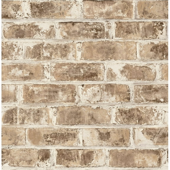 Brewster Jomax Neutral Warehouse Brick Paste The Wall Non Woven Wallpaper, 20.5-in by 33-ft, 56.4 sq. ft.