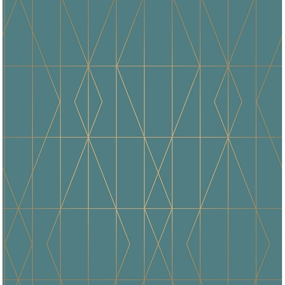 Brewster LeVeque Teal Deco Diamond Geo Paste The Wall Non Woven Wallpaper, 20.5-in by 33-ft, 56.4 sq. ft.