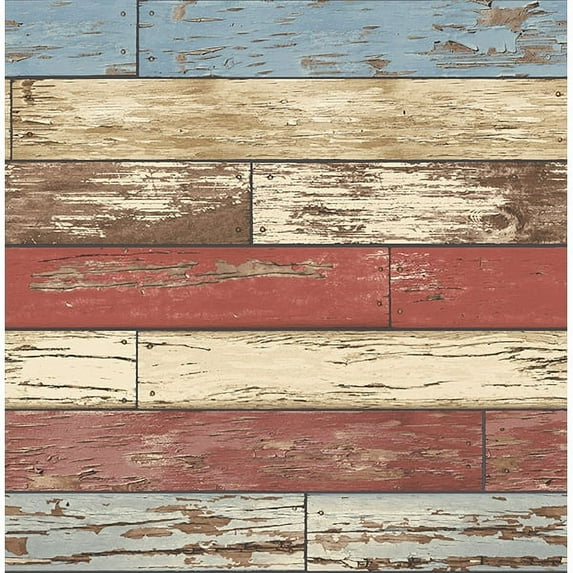 Brewster Levi Red Scrap Wood Unpasted Non Woven Wallpaper, 20.5-in by 33-ft, 56.4 sq. ft.