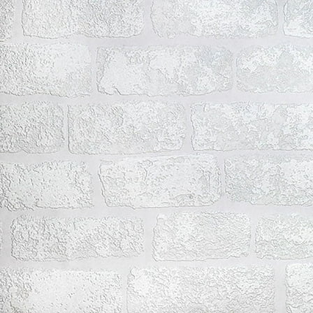 Brewster Lincolnshire Brick White Paintable Luxury Vinyl Unpasted Vinyl Wallpaper, 20.9-in by 33-ft, 57.5 sq. ft.