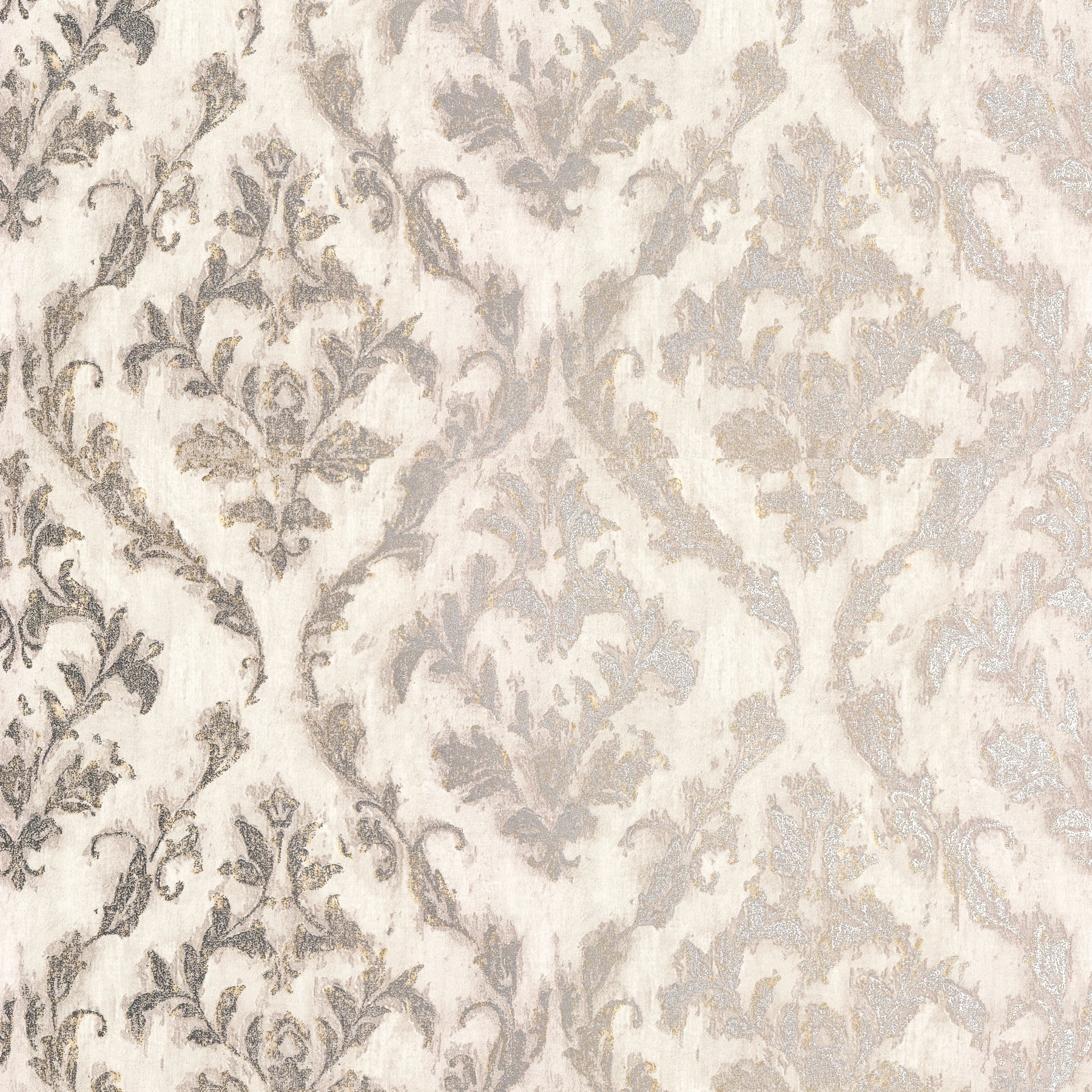 Brewster Lyra Light Grey Damask Wallpaper