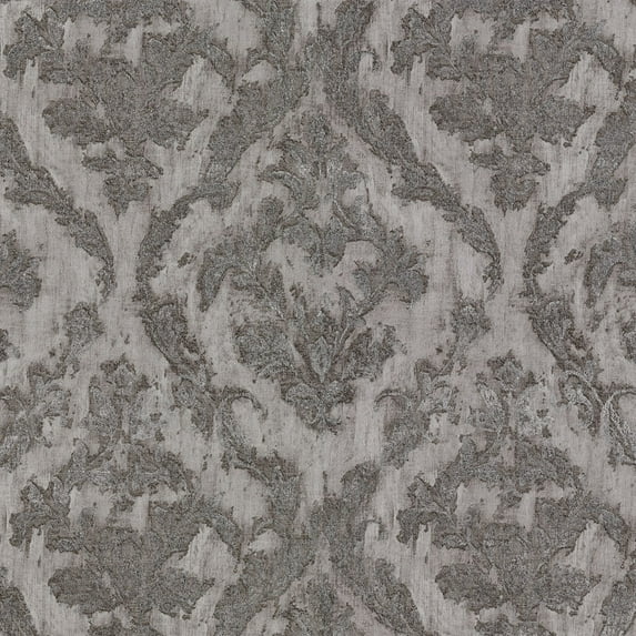Brewster Lyra Pewter Damask Unpasted Non Woven Wallpaper, 21-in by 33-ft, 57.8 sq. ft.