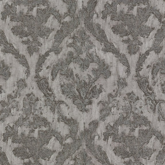 Brewster Lyra Pewter Damask Unpasted Non Woven Wallpaper, 21-in by 33-ft, 57.8 sq. ft.
