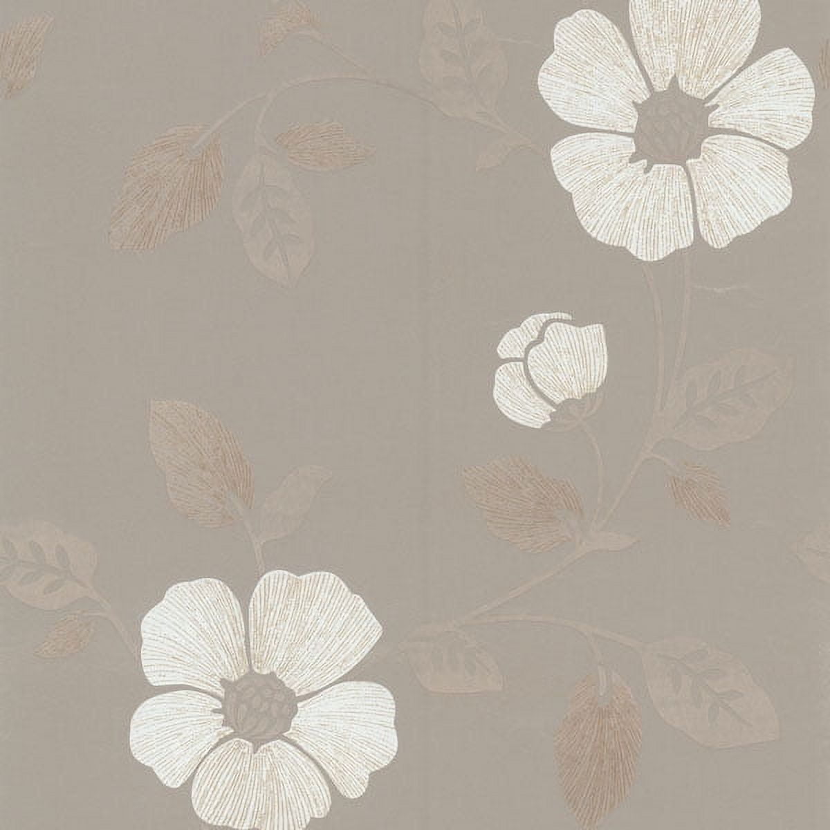 Brewster Maddison Pewter French Floral Wallpaper