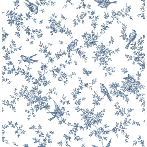 Brewster Mafra Blue Floral Trails Wallpaper