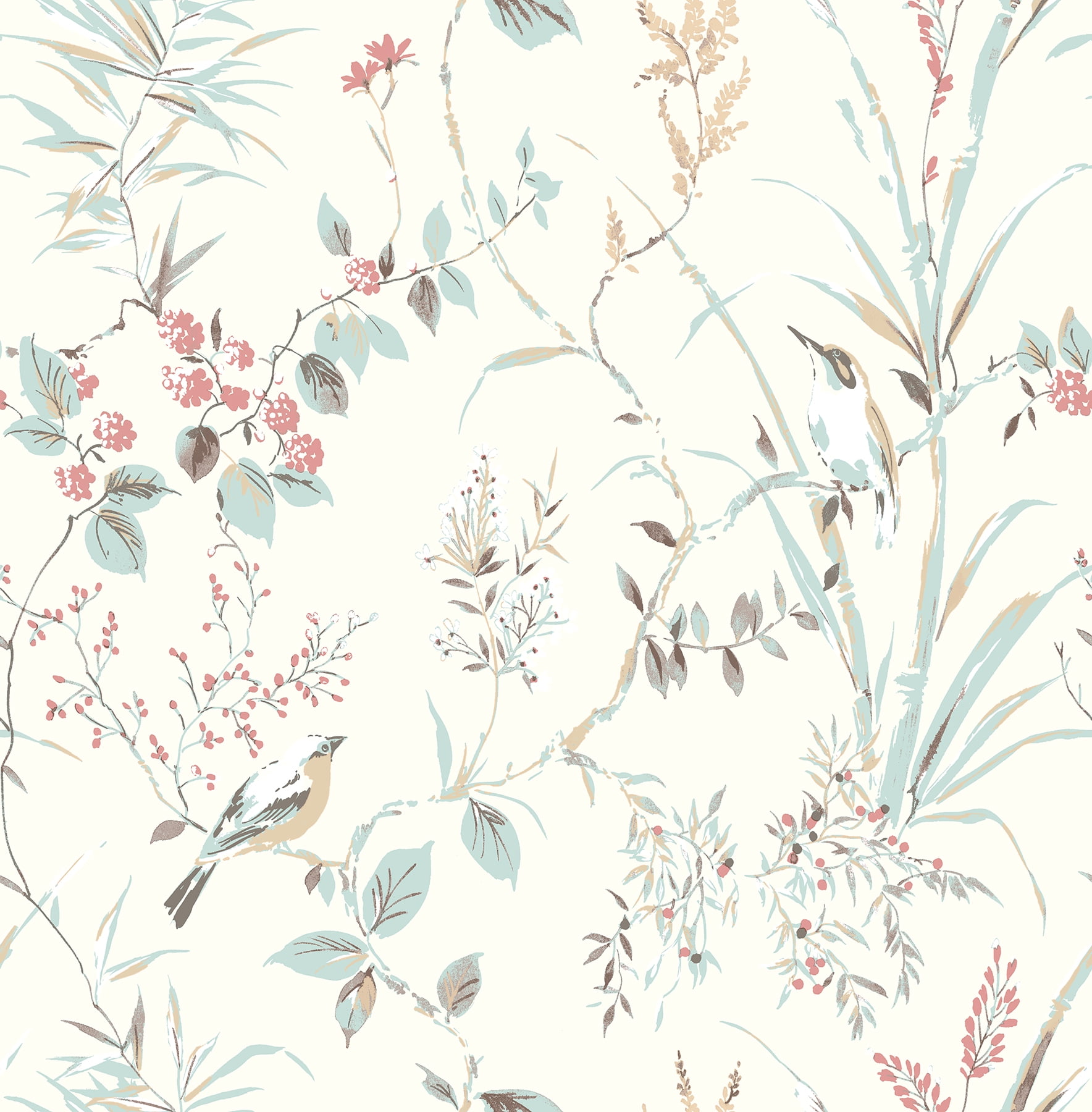 Brewster Mariko Blue Botanical Paste The Wall Non Woven Wallpaper