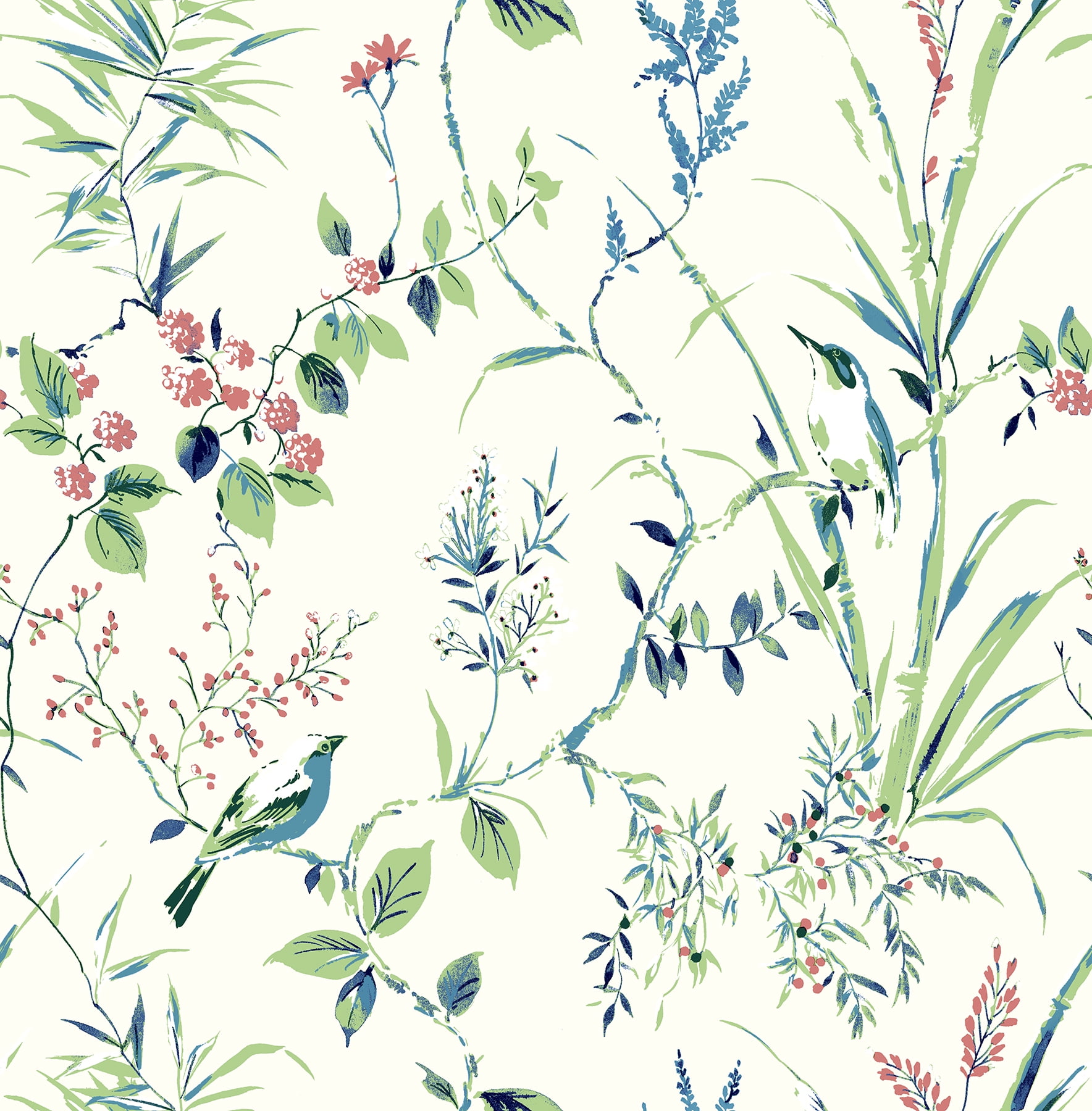 Brewster Mariko Green Botanical Paste The Wall Non Woven Wallpaper, 20.5-in by 33-ft, 56.4 sq. ft.