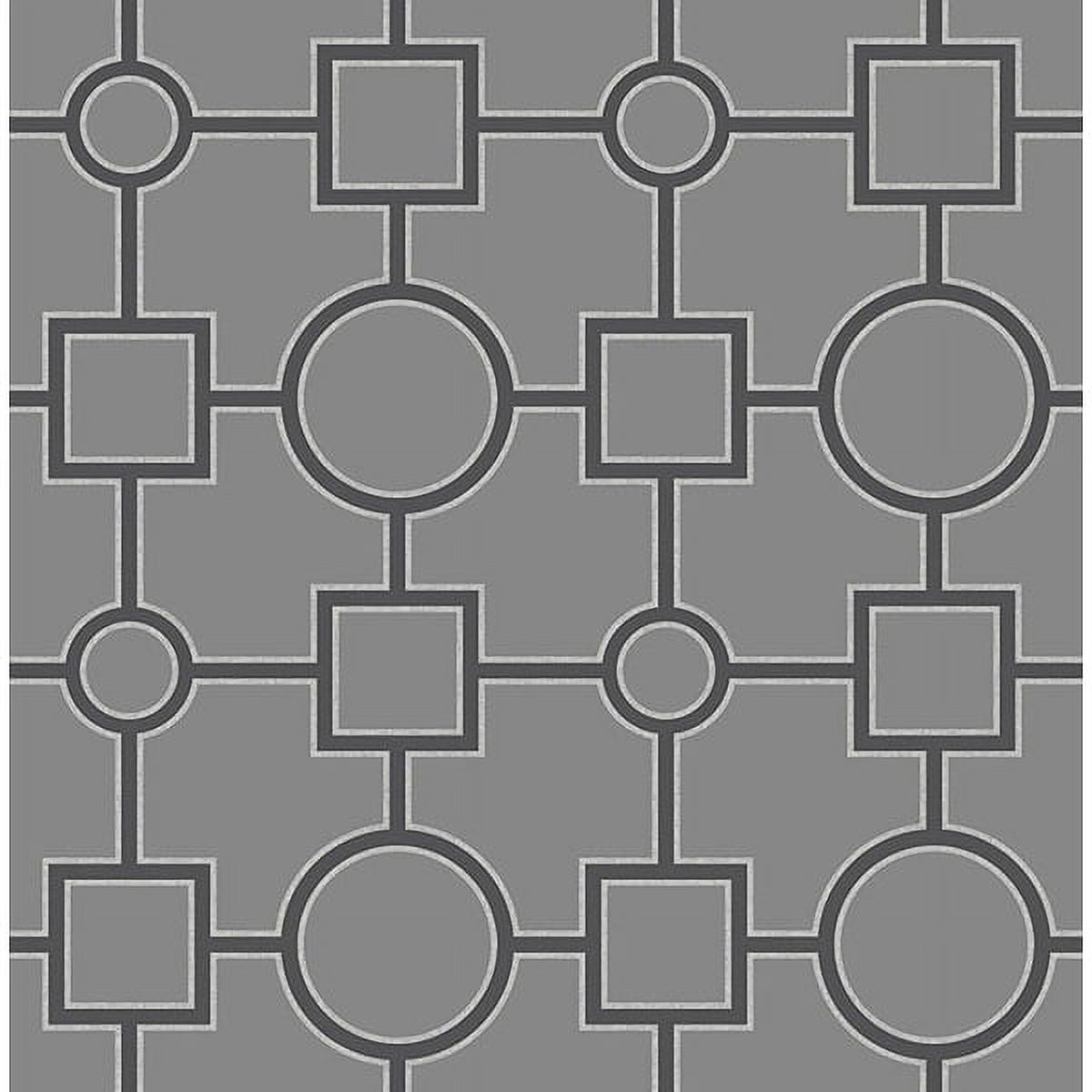 Matrix Black and Charcoal Geometric Non-Woven Wallpaper