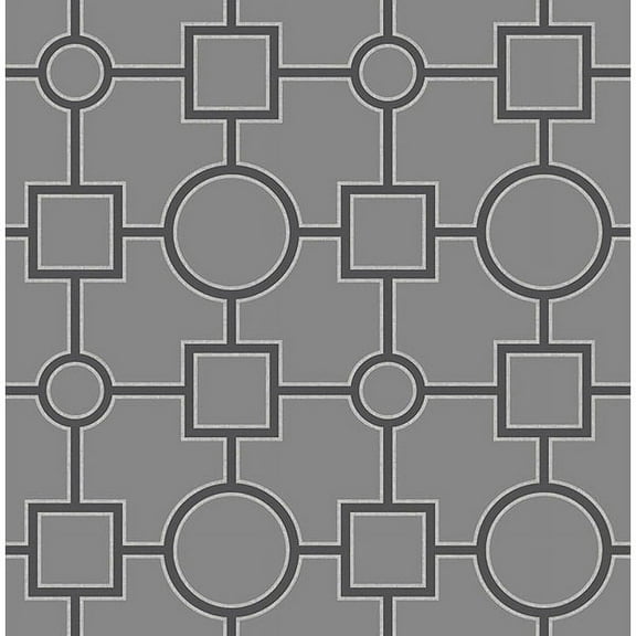 Brewster Matrix Black Geometric Wallpaper, 20.5-in by 33-ft, 56.4 sq. ft