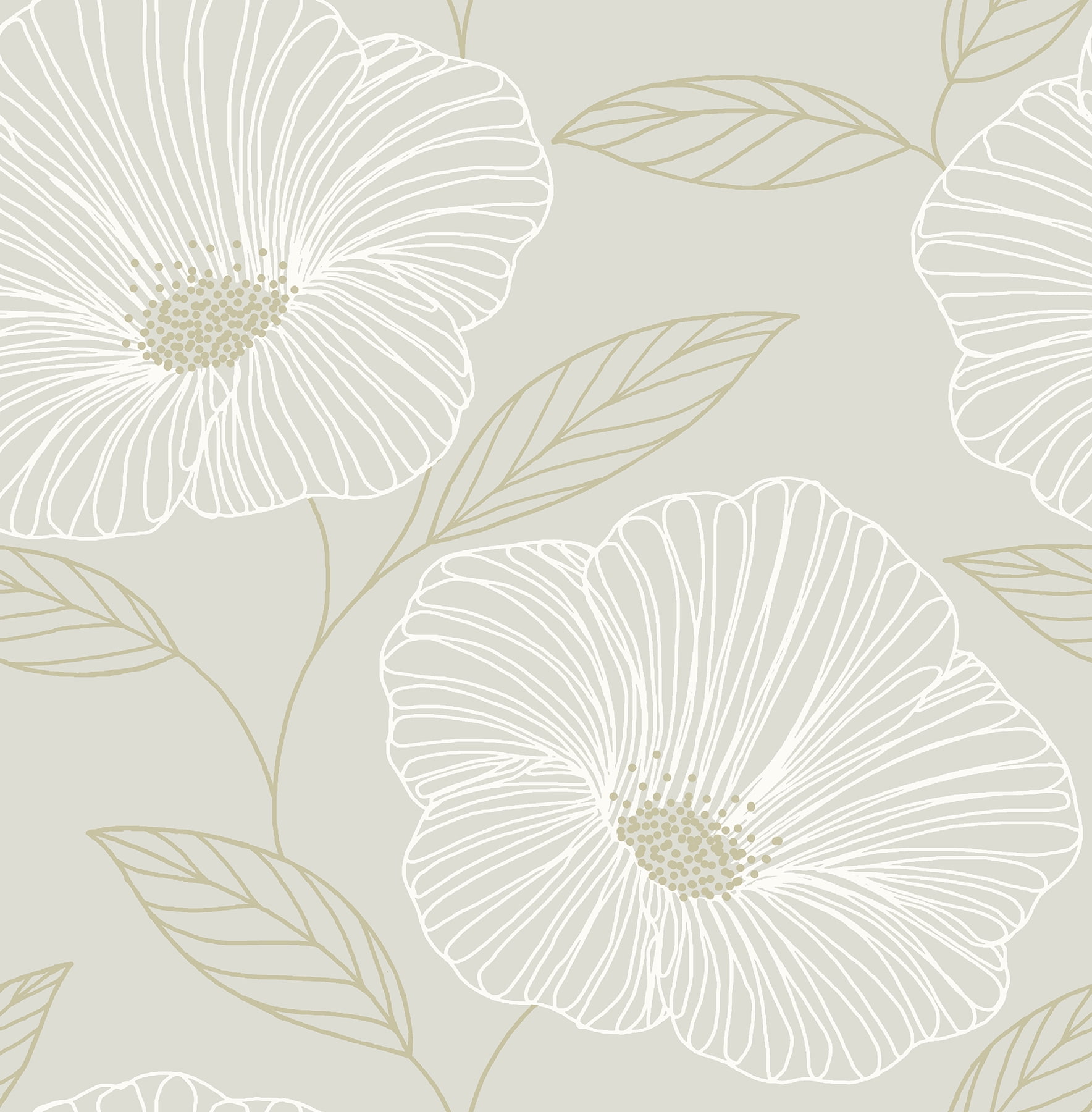Brewster Mythic Light Grey Floral Wallpaper