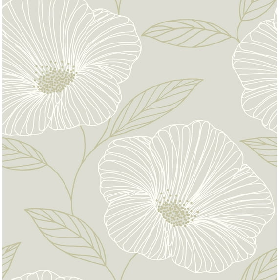 Brewster Mythic Light Grey Floral Wallpaper